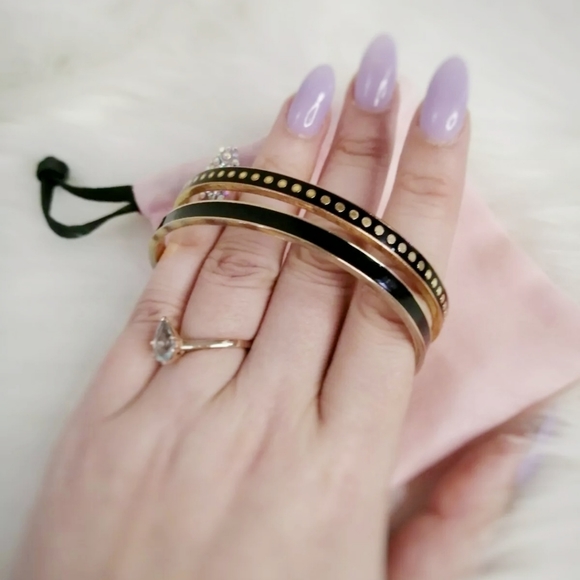 kate spade Jewelry - Kate Spade Black and Gold Bracelet Bangle Set